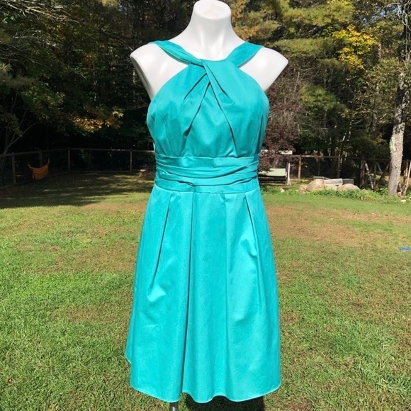 David’s Bridal crossed neck gathered waist pleated lined dress NWT size 8 - Picture 1 of 9